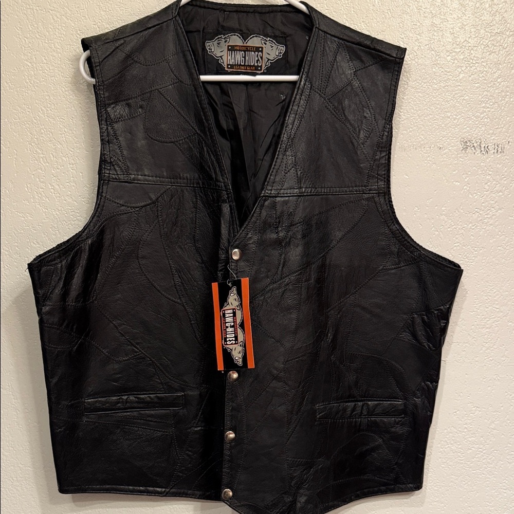 Hawg Hides Leather Gear Motorcycle Vest size 2XL